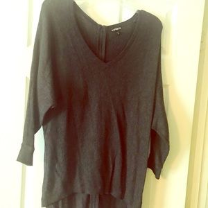 Express Gray High-Low Pullover Sweater